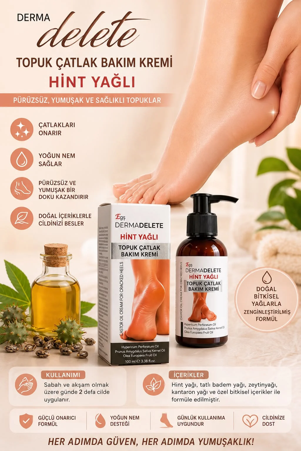 DERMADELETE HİNT YAĞLI TOPUK ÇATLAK KREMİ