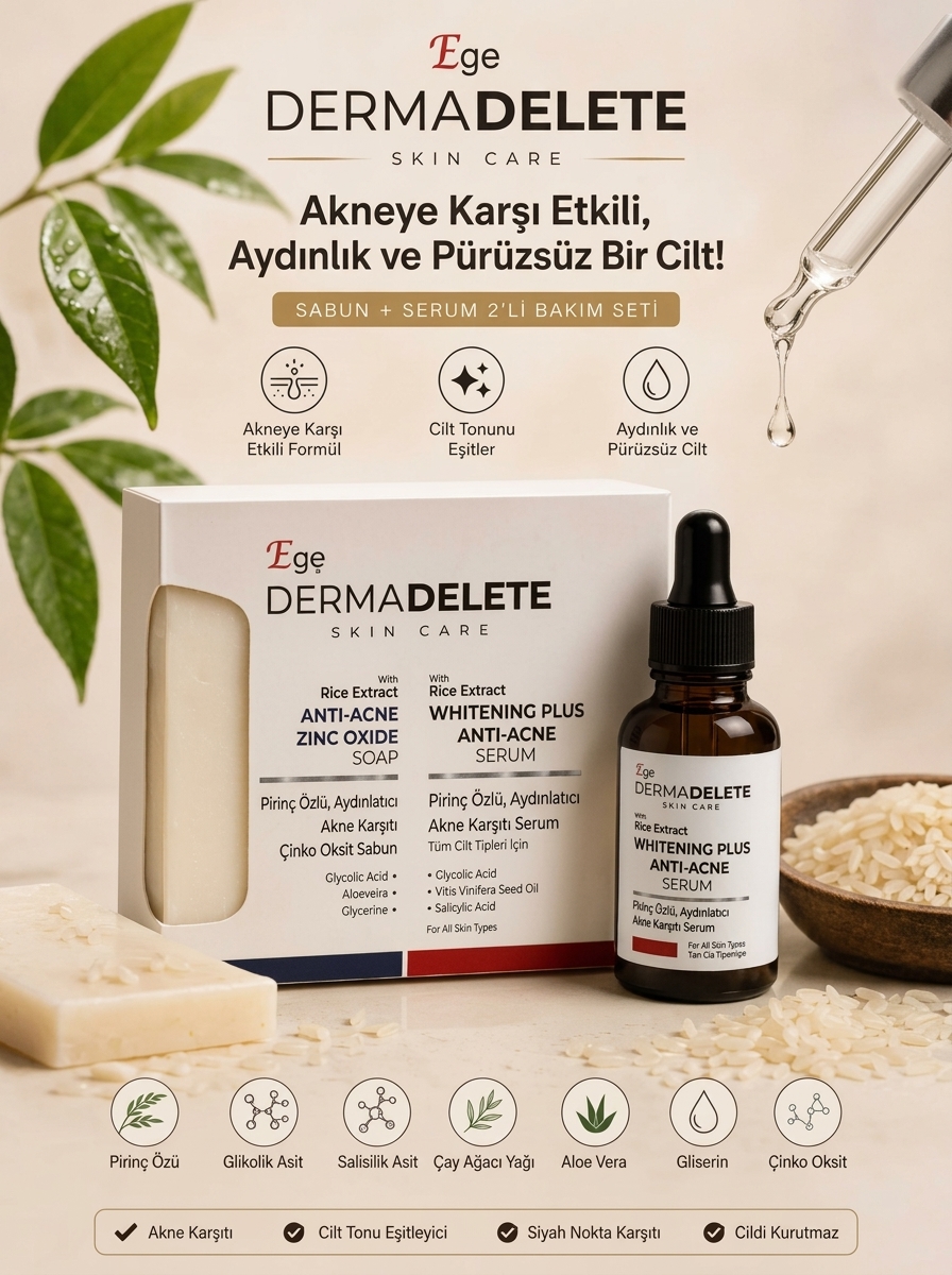 ANTİ AKNE SET (Serum +Sabun) Aydınlatıcı Akne Karşıtı Akne Lekelerine Karşı